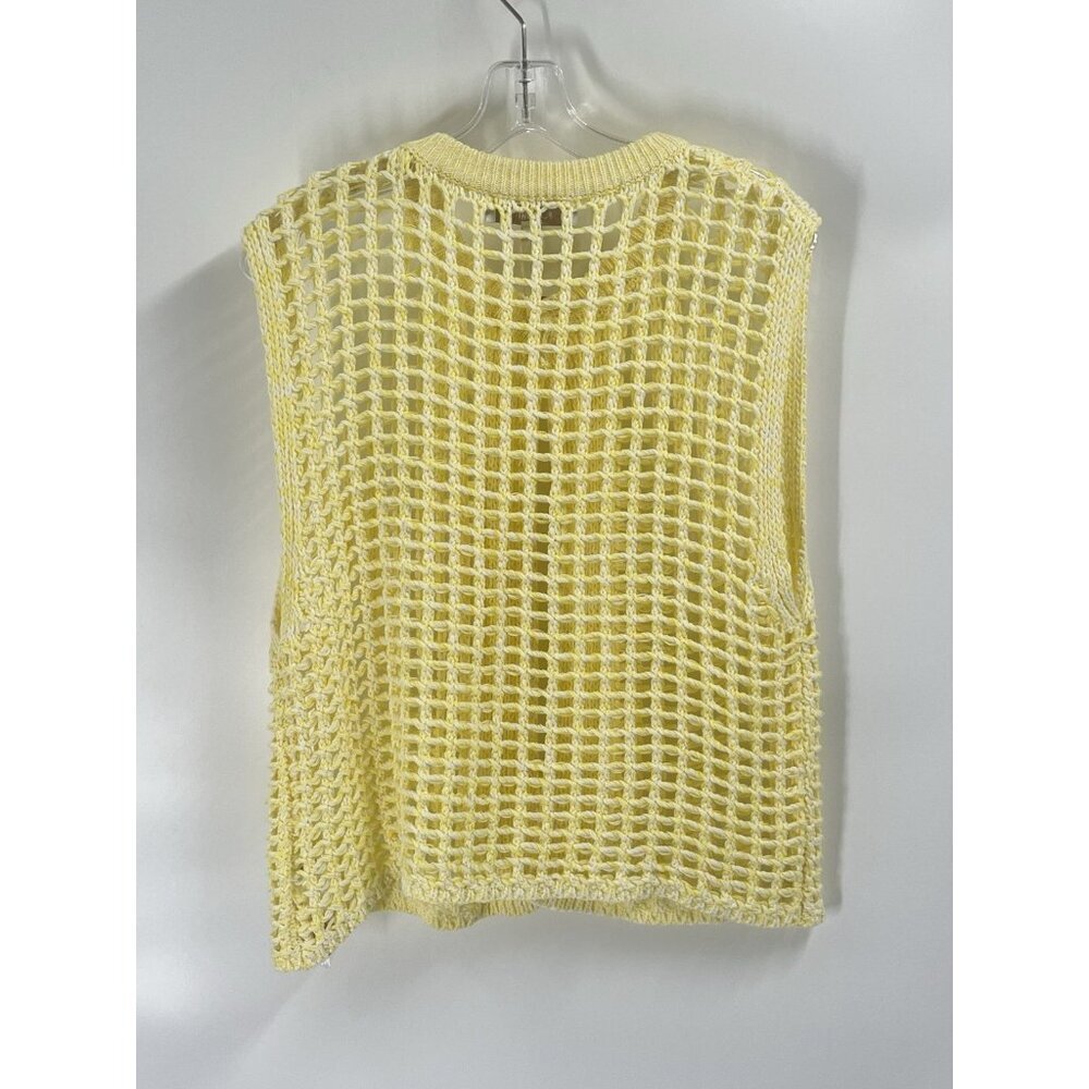 Anthropologie Open Knit Sweater Vest Yellow Sz OSFA NWT - Picture 6 of 6